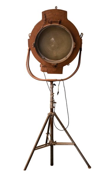 A Vintage Theatre, Movie Or TV Studio Light, Isolated On A White Background - Photo, Image