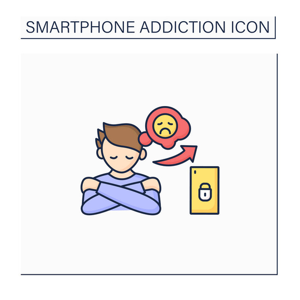 Smartphone addiction color icon - Vector, Image
