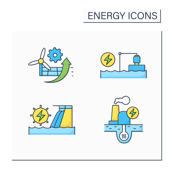 Energiaszín ikonok készlet - Vektor, kép