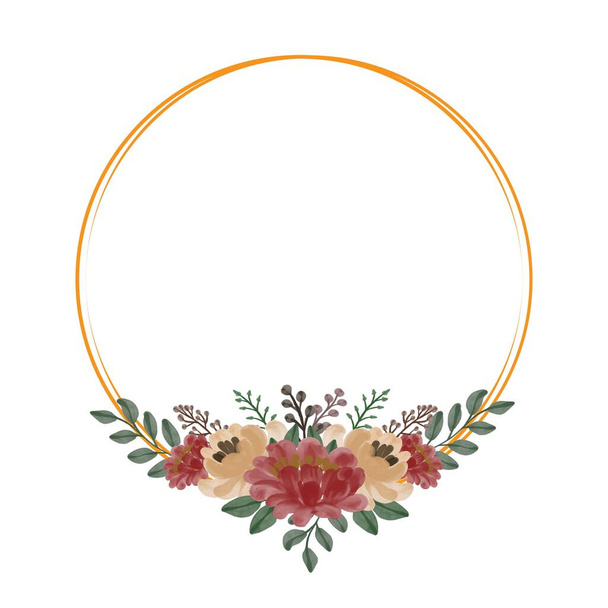 circle frame with bouquet - Vector, Image