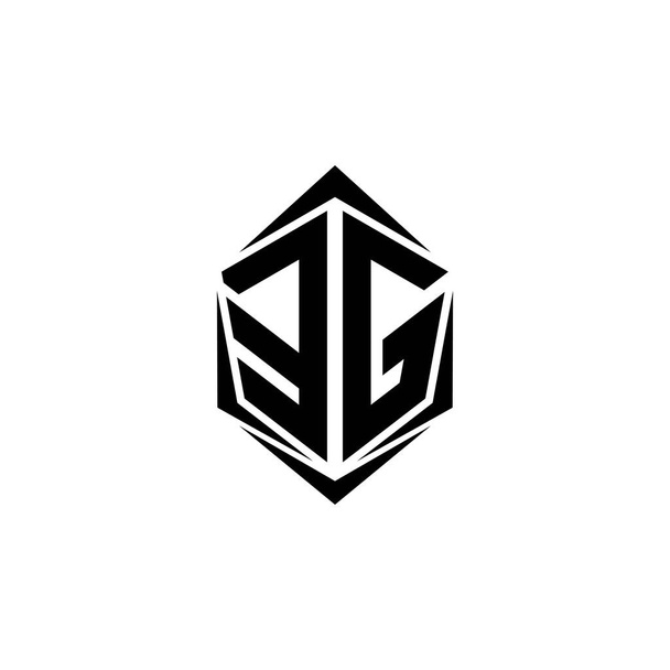 Initiële EG logo ontwerp, Initiële EG logo ontwerp met Shield stijl, Logo business branding. - Vector, afbeelding