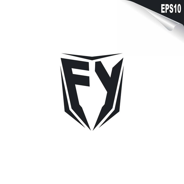 Kezdeti FY logó design Shield stílussal, Logo business branding. - Vektor, kép