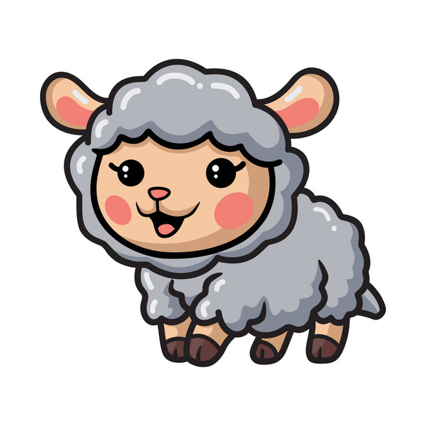 Illustrazione vettoriale del cartone animato carino pecore bambino felice - Vettoriali, immagini