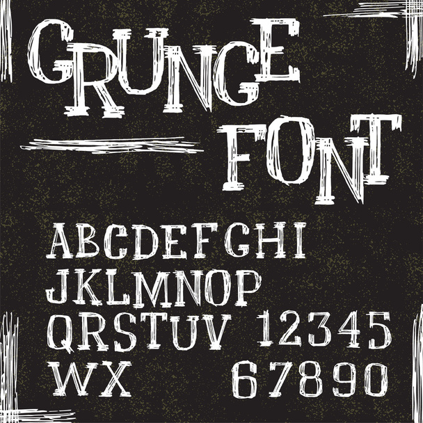 Grunge alphabet letters and numbers. Vector - Vektor, obrázek