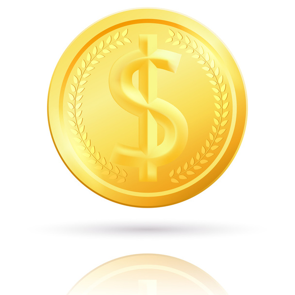 Isolated gold dollar coin - Vector, Image