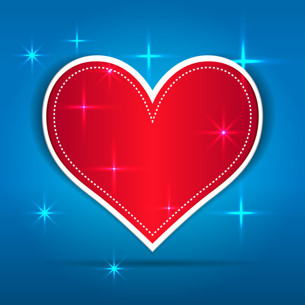 Red Paper Heart on blue background - Vetor, Imagem