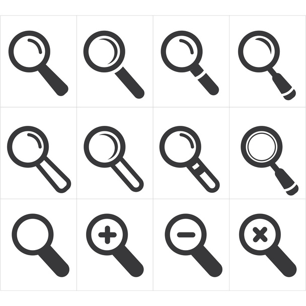 Suche und Vergrößerungssymbole - Vektor, Bild