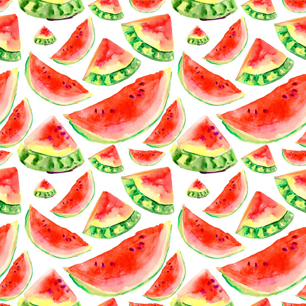Watercolor  pattern with watermelons - Photo, Image