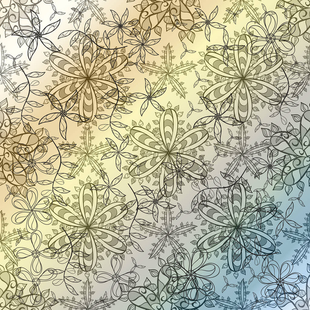 Pattern with interesting doodles on colorfil background. Vector illustration. - Vector, Image