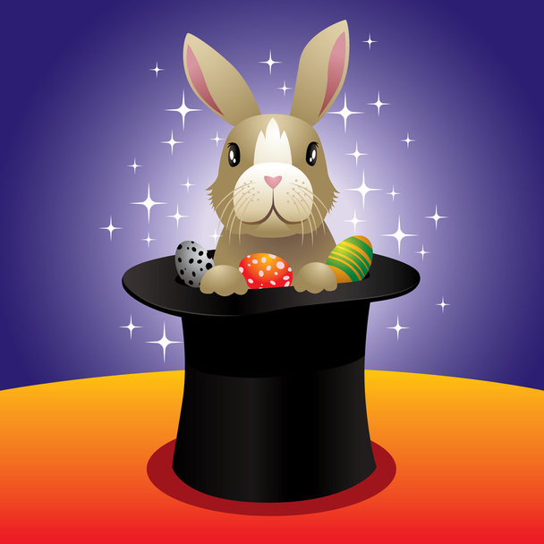 Easter bunny coming out of a hat. - Vector, Image