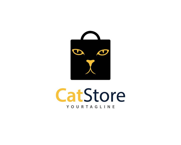 Kediler için kedi mağazası ve evcil hayvan logosu markası, kedi ve benzeri tüm evcil kedi alışveriş mağazaları için, tam katmanlı vektör için kullanılabilir, boyut ve renkleri düzenlemek ve özelleştirmek kolaydır, neredeyse illüstratör sürümü ile uyumlu - Vektör, Görsel