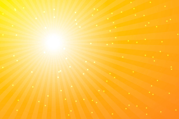 Banner y póster de ilustración Sunbeam. Fondo caliente con rayos. Fondo naranja abstracto. - Foto, imagen