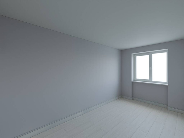 Empty interior. New room without decor and furniture. New living space. Apartment project. 3d rendering - Photo, Image