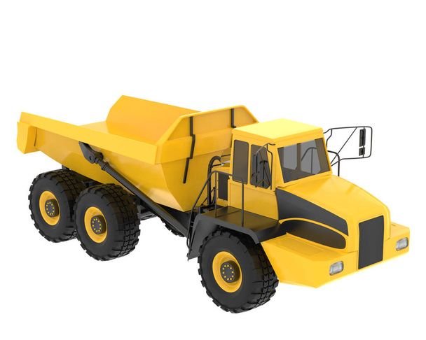 Articulated dump truck isolated on background. 3d rendering - illustration - Foto, imagen