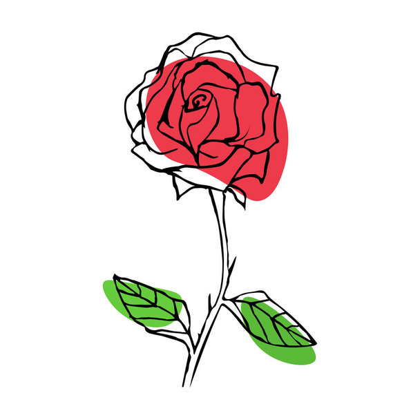 Flower rose vector line art logo. Minimalist contour drawing. Line artwork for banner, book design, web illustration. Hand drawn minimalism style vector illustration. - Wektor, obraz