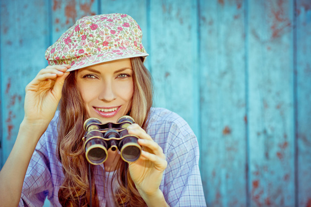 Happy tourist hipster girl - Zdjęcie, obraz