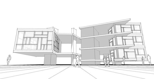 modern ev inşaatı 3D görüntüleme - Fotoğraf, Görsel