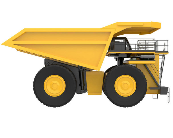Bergbaulastwagen isoliert im Hintergrund. 3D-Darstellung - Illustration - Foto, Bild