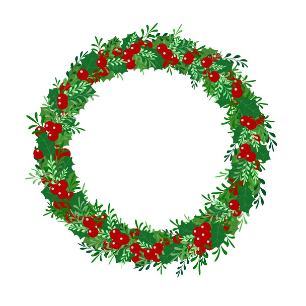 Illustration des Weihnachtskranzes Grafik-Design auf weißem Hintergrund. - Vektor, Bild