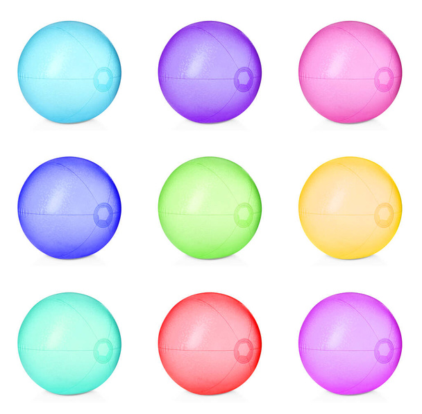 Set with colorful inflatable beach balls on white background - Zdjęcie, obraz