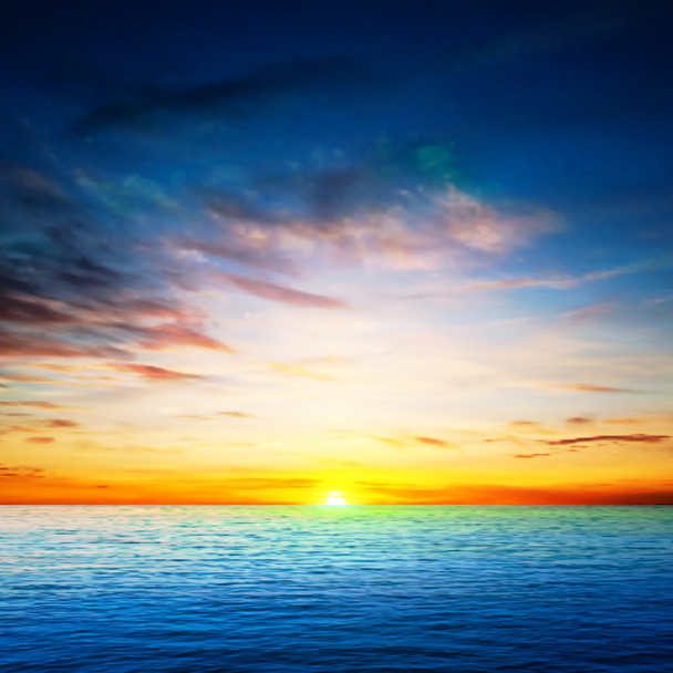 抽象的な春の海の日の出を背景 - ベクター画像