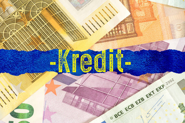Notas de euro e empréstimo - Foto, Imagem