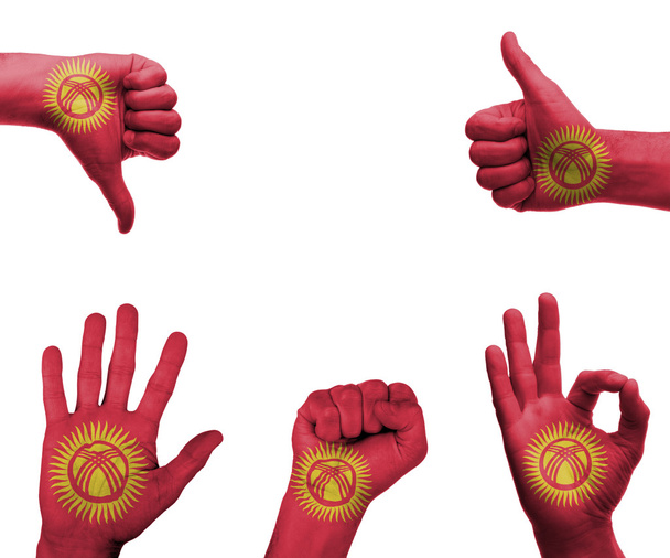 Set mano con la bandiera di kyrgyzstan
 - Foto, immagini