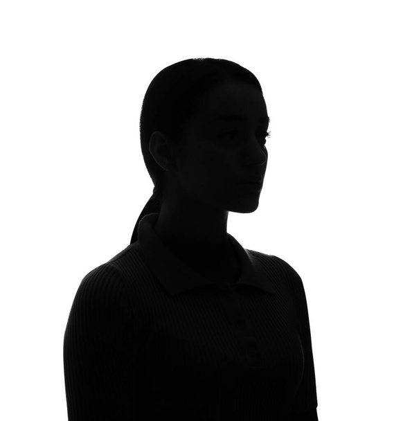 Silhouette of anonymous woman on white background - Fotografie, Obrázek