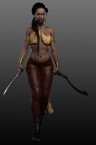 Urban Fantasy Modern Egyptian or African Woman in Action Pose - Photo, Image