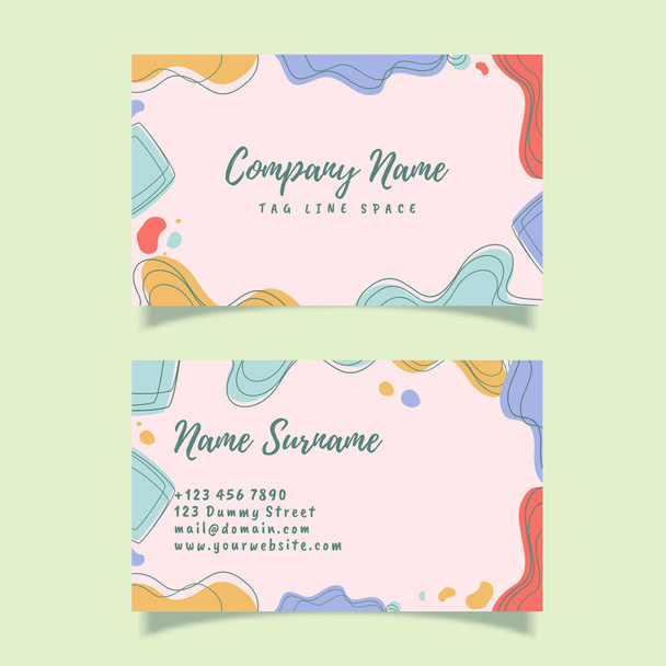 Abstract Modern Business Card Template With Organic Shape, Modern Trendy Design, Memphis Style - Vector, Image