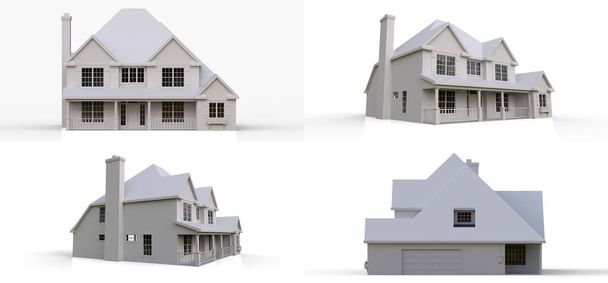 Renderizar uma casa de campo americana clássica. ilustração 3d - Foto, Imagem