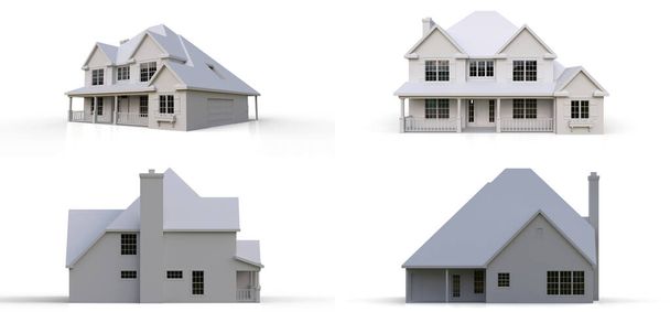 Renderizar uma casa de campo americana clássica. ilustração 3d - Foto, Imagem