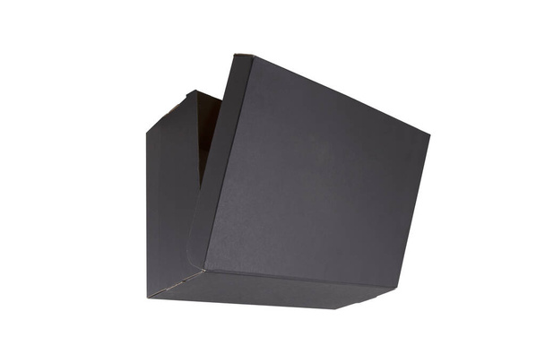 Caja de zapatos negra aislada sobre fondo blanco - Foto, Imagen