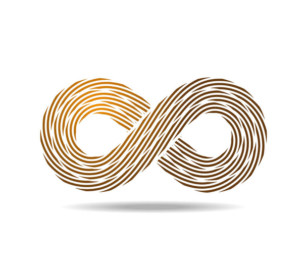 Mobius lus gemaakt van drie gouden touwen. Oneindig symbool gemaakt van draden. Nummer acht - Vector, afbeelding
