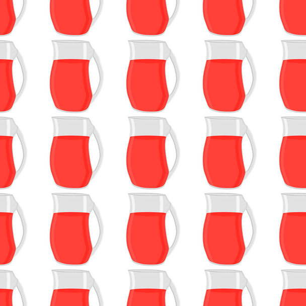 Illustration on theme big colored lemonade in glass jug for natural drink. Lemonade pattern consisting of collection kitchen accessory, glass jug to organic food. Tasty fresh lemonade from glass jug. - Vektor, kép
