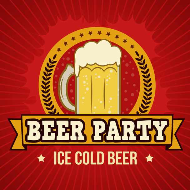 Beer party retro poster - Vector, Image