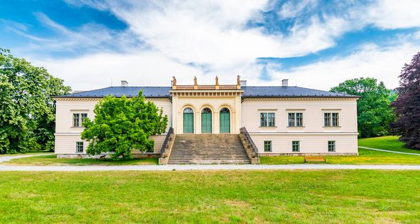 Park and Castle Cechy pod Kosirem, Moravia, Czech Republic. Chateau built in empire style. Outdoors view from public park. - 写真・画像