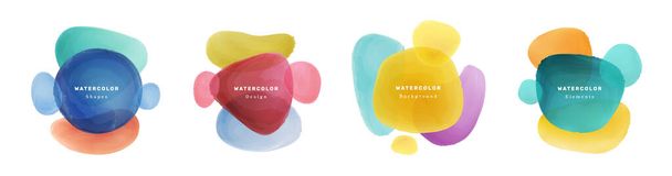 Watercolor liquid shape blobs compositions design - Vektor, obrázek