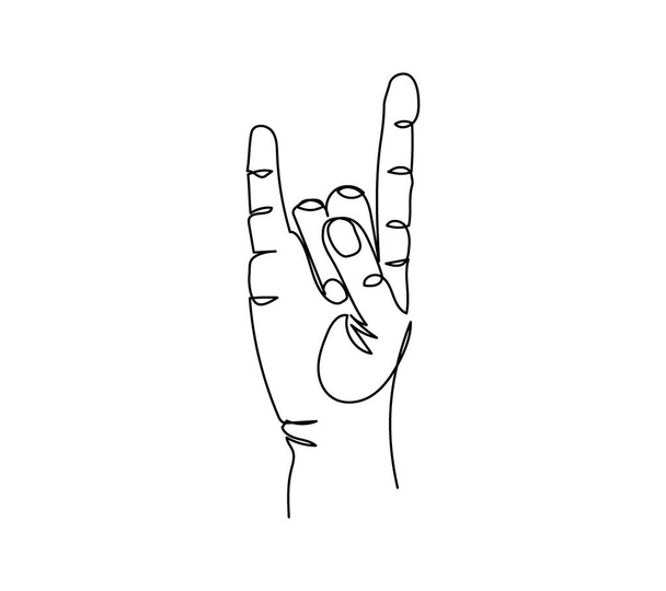 Geitenrots symbool één regel kunst. Voortdurende lijntekening van gebaar, hand. - Vector, afbeelding