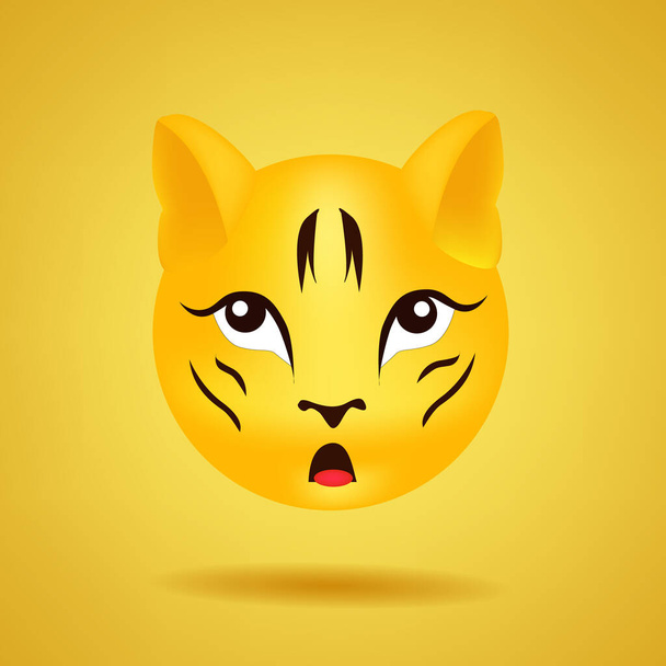  Ilustração vetorial de Emoji. Ícone de tigre emotes. Símbolo de emoticon isolado no fundo amarelo. Ícone emote de rede social - Vetor, Imagem