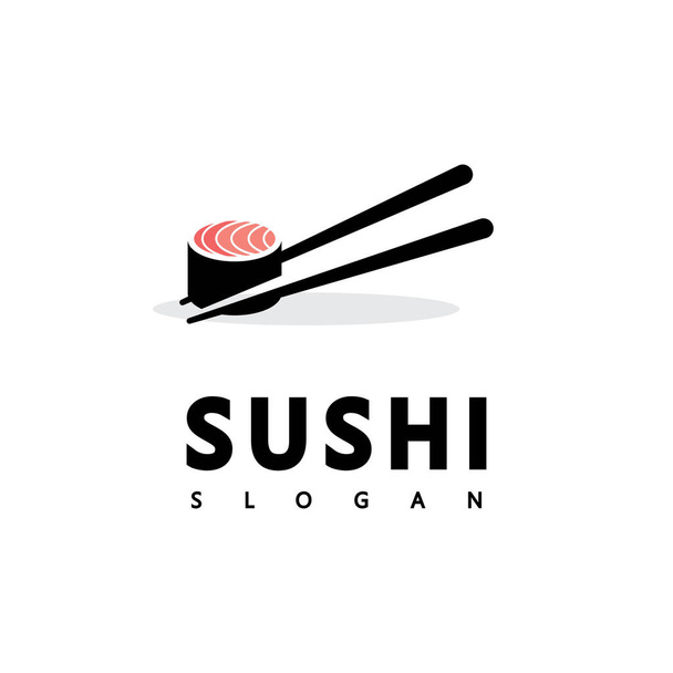 Icona logo stile icona vettoriale Illustrazione Bar o negozio, Sushi, Rotolo di salmone Onigiri, Oggetto minimalista isolato - Vettoriali, immagini