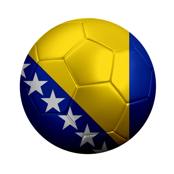 ボスニア ・ ヘルツェゴビナの国旗に包まれたサッカー ボール - 写真・画像