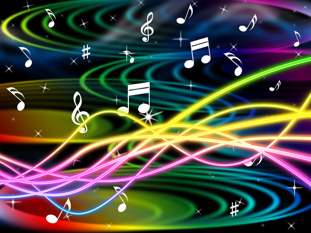 kleur notities vertegenwoordigt bladmuziek en clef - Foto, afbeelding