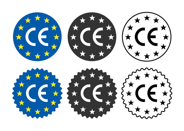 Eurooppa CE-merkintä symboli eristetty valkoisella pohjalla. Valmistettu Euroopassa etiketti. Vektorikanta - Vektori, kuva