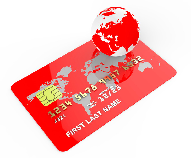 kredi kartı, bankacılık ve ticaret gezegeni anlamına gelir. - Fotoğraf, Görsel
