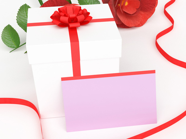 Geschenkenkaart toont presenteert rose en petal - Foto, afbeelding