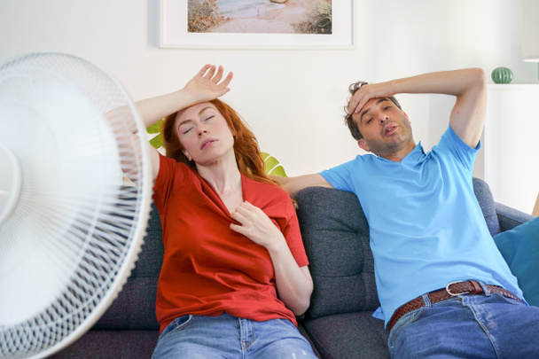 Pár žen trpí pro letní horké vlny doma - Fotografie, Obrázek