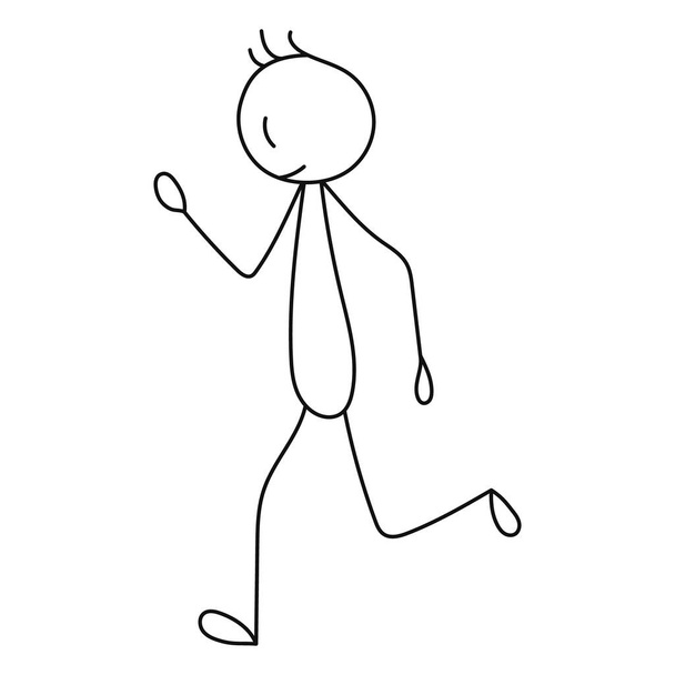 stick figure man running, isolated vector - Vector, Image