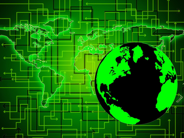 κόσμο υπολογιστή αντιπροσωπεύει διακομιστή δικτύου και επικοινωνίας - Φωτογραφία, εικόνα
