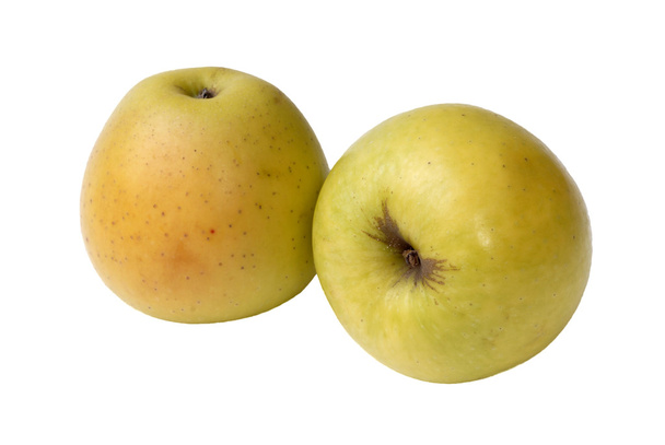 deux pommes jaunes isolées en fond blanc
 - Photo, image
